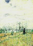 Carl Larsson korsbarsblom-kvinna i landskap oil painting